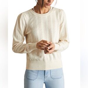 Faherty Beige Crewneck Sweater -100% Organic Cotton